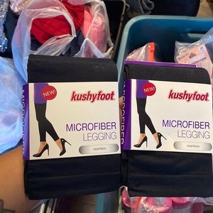 Lot of 2 Kushyfoot Black Microfiber seamless leggings Medium